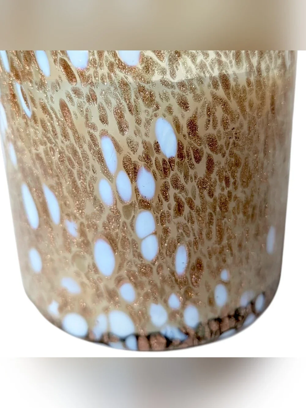 Zodax Tonka Absolute Scented Candle Speckled 16 oz Two Wick Hand Blown Art Glass